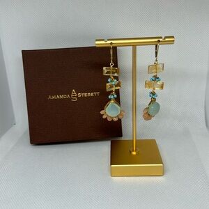 Amanda Sterett Gold Tone Earring With Blue/Pink-Ta